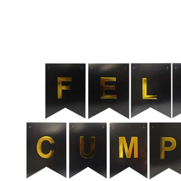 LETRERO CARTON FELIZ CUMPLEAÑOS NEGRO E.12